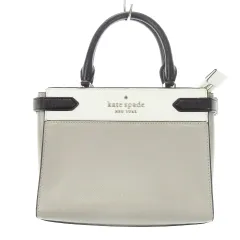 ケイトスペード KATE SPADE ステイシー ミディアム サッチェル ハンドバッグ 2way ショルダーバッグ レザー 本革 グレー /MN24 ■GY18