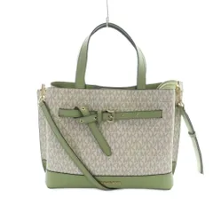 マイケルコース MICHAEL KORS エミリア トート ショルダー 2WYA ハンドバッグ レザー ロゴ 緑 グリーン 白 ホワイト モノグラム柄 2WAY ベルトデザイン 35S1GU5S3B /MQ ■GY18