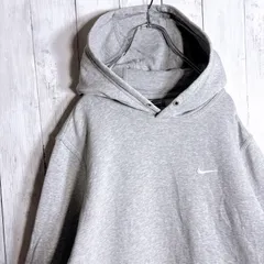 【海外モデル】NIKE ナイキ グレー ワンポイント スウェット パーカー 灰色 #n07