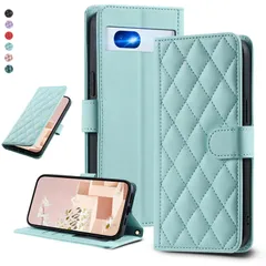 UnivoColors For 手帳型 グーグル ピクセル 7a キルティグレザー調 ケース エレガント 高質PU マグネット開閉式 カード収納機能 スタンド機能 液晶全面保護 レンズ保護 ストラップ付属(ミントグリーン)