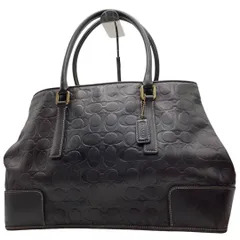 美品　COACH コーチ ハンドバッグ シグネチャー ブラウン　レザー
