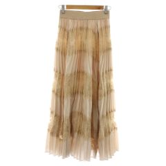 リリーブラウン Lily Brown プリーツスカート F ベージュ レース ロング /RR