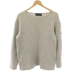セントジェームス SAINT JAMES ニット カットソー ウール M グレー 無地 ボートネック 長袖 /HN