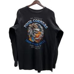 ハーレーダビットソン HARLEY-DAVIDSON 90's 1996 Four Corners Motorcycle Rally USA製 イーグル ウルフ ロンT ブラック Lサイズ 201MT-5522 VB