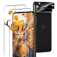 【2+2枚セット 指紋認証対応】 用 Google Pixel 8 ガラスフィルム 2枚 Pixel8 フィルム + 2枚 カメラ保護フィルムセッ 【 日本旭硝子製 9H強度 】 対応 ピクセル8 強化ガラス 全面 保護フィルム ケース 高透過率 3D Tou