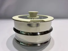 蒸し器 18cm 2個セット 高さ5.8cm  ガラス蓋付き ステンレス 蒸し鍋 IH対応 18cm-3setのサムネイル