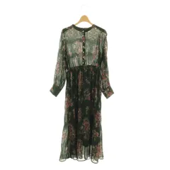 ナチュラルクチュール natural couture 花柄 ギャザー ワンピース ひざ丈 F 緑 グリーン ウエストゴム /LP