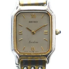 セイコー SEIKO 7320-6530 Exceline エクセリーヌ 腕時計 ウォッチ クォーツ スクエア ロゴ シルバー色 ゴールド色 ■GY11 /MQ