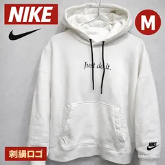 NIKE ナイキ パーカー M 白 Just do it 刺繍ロゴ スウェット フーディ 人気 《0313-08》