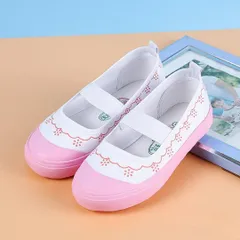 【即納】キッズ子供スクールシューズ上履き子供16 16.5 17 17.5 18 18.5 19 19.5 20 20.5小学生 保育園 幼稚園プリンセス女の子ピンク上靴かわいいスクール花おしゃれ入学準備 入園準備ガーリー 花柄 学校　FB01