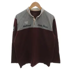 エディーバウアー EDDIE BAUER ラガーシャツ カットソー  L ワインレッド 長袖 襟付き 切り替えデザイン 33 9607 /HW ■GY66