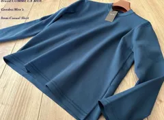 新品サンプル COMME CA MEN コムサメン ミラノリブ クルーネックニット 221ブルー Mサイズ 34KM01 定価19,800円