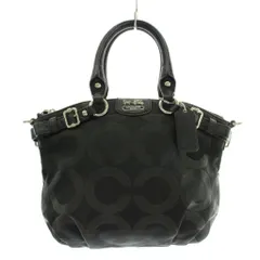 コーチ COACH ハンドバッグ ショルダー 2WAY キャンバス レザー オプアート 総柄 ロゴ 黒 ブラック 18651 /XZ ■GY05