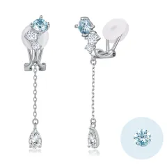 FH.bird アクアマリン イヤリング レディース 人気 3月誕生石 4.5mm 金属アレルギー対応 シルバー ノンホールピアス イヤリング 揺れる パーティーィ デート 誕生日 記念日 人気 母の日 プレゼント 母の日 ギフト 入学式 卒業式