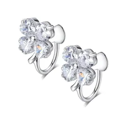 [グラムジュエリー] イヤリング 四つ葉のクローバー ピアス イヤーカフ シルバー925 金属アレルギ ー対応 プラチナ仕上 ジルコニア プレゼント 女性 人気 (イヤリング(イヤーカフ))