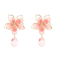 CICINIO 桜イヤリング レディース 花 可愛い 和風 センスあり ノンホールピアス フェイクピアス イヤーカフ 揺れる ノンホール 樹脂 クリップタイプ - ピンク
