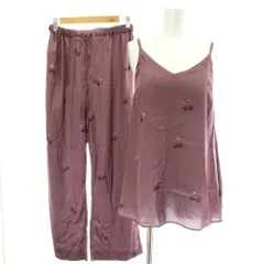 ジェラートピケ gelato pique アーバンチェリー柄サテンカップインキャミソール ロングパンツ ルームウェア F ワインレッド 赤 PWFT234216 PWFP234215 /AP