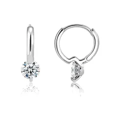 HUGE TOMATO] フープイヤリング 6mm キュービックジルコニア サージカルステンレス 金属アレルギー対応 内径約1cm シンプル クリスタル輝き 1ペア レディース メンズ 普段使い プレゼント 赤ギフトボックス付き