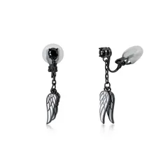 FH.bird イヤリング メンズ ブラック 8月?生石「飛翔の翼です」スピネル イヤリング 揺れる 羽根です フェイクピアス メンズ かっこいい ハロウィン 男女兼用 パーティー 日常使い ギフト 父の日 プレゼント 入学式 卒業式