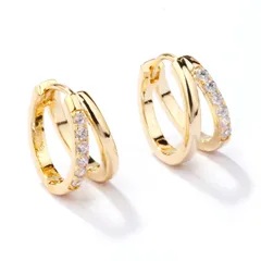 COOCY ファッションピアス レディース ジルコニアピアスシンプルデザイン人気 金属アレルギー対応 リングジルコニア ピアス 18金つけっぱなし ゆれるearrings