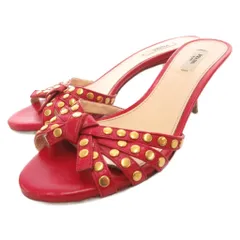 プラダ PRADA ミュール 36 サンダル シューズ スタッズ ハイヒール 赤 レッド /AE ■GY19