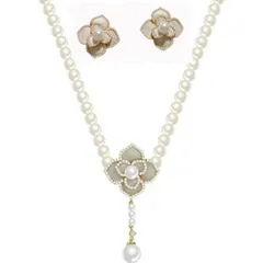 [SATPULOT] パール ネックレス 高級 グランプレミアム 真珠 冠婚葬祭用 8mm 42cm ホワイト イヤリング ブランド (ツバキ真珠)