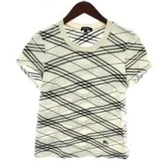 バーバリー ロンドン BURBERRY LONDON ニット カットソー 半袖 クルーネック チェック柄 ロゴ 4 白 ホワイト 黒 ブラック /XZ ■GY99