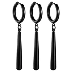 リングピアス イヤリング メンズピアス ステンレス 18G: ロロノア・ゾロ 片耳 フープピアス つけっぱなし 海賊 ワンピース アニメ コスプレ かっこいい 3点セット 人気 耳飾り パーティー ヒップホップ アクセサリー ブラック