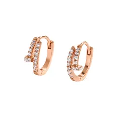 女性のフープイヤリングラウンドダイヤモンドとローズゴールドピアス銅シンプルで絶妙なファッションフープイヤリング誕生日プレゼントファッションジュエリー