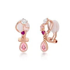 immobird イヤリング レディース 揺れる 雫「瑠璃夢巡」痛くないイヤリング モルガナイト ノンホールピアス ピンクゴールド 4月誕生石 無垢な愛 結婚式 記念日 母の日 プレゼント 母の日 ギフト 入学式 卒業式