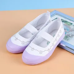 【即納】キッズ子供スクールシューズ上履き子供16 16.5 17 17.5 18 18.5 19 19.5 20 20.5小学生 保育園 幼稚園プリンセス女の子パープル紫 上靴かわいいスクール花おしゃれ入学準備 入園準備ガーリー 花柄 学校　FB01