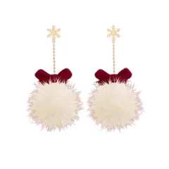 EZ PEACH ピアス レディース 揺れる ロングチェーン ピアス スタッド レディース イヤリング スノーフレーク 毛玉 ふわふわ 可愛い レディース アクセサリー プレゼント 大人 上品 エレガント シンプル フェミニン (蝶結び-ロングチェーン)