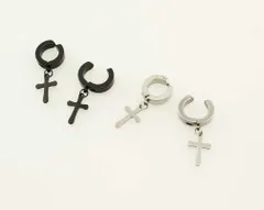 Olive-G イヤリング フェイク ピアス クロス 十字架 イヤーカフ 2色 ペア かっこいい