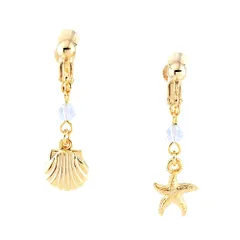 [ジュエリーショップエム] シェル(ホタテ貝)/スターフィッシュ(ヒトデ) ニッケルフリー nife0028 イヤリング ターコイズ