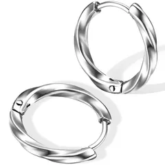 [swars] ピアス メンズ フープピアス リングピアス サージカルステンレス 金属アレルギー対応 2個セット (シルバー, 内径10mm/外径15mm)