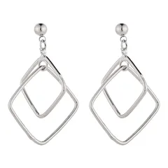 ピアス イヤリング レディース 菱形 ゆれる 揺れる シルバー 銀925 韓国風 上品 キレイ ウエディング 小物 アクセサリー プレゼント ギフト バレンタイン QYHH068 (イヤリング)