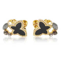 エポ蝶 ダイヤ マーキス サークル イヤリング ゴールド ブラック