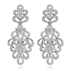 Mecresh レディース クリスタル ウェディング シャンデリ シルバー ゴールドイヤリング 花嫁 ブライドメイド 結婚式 パーティー クリスマスギフト