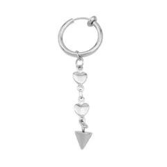 イヤリング 片耳 リング ハート 星 垂れ下がりチャーム 2way ステンレス素材 揺れる ファッションアクセサリー (イヤリング)