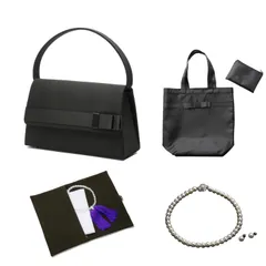 [マーガレット ゴールド] フォーマル バッグ ネックレス イヤリング ふくさ ハンカチ 数珠 トート 【 ７点セット】2E/L