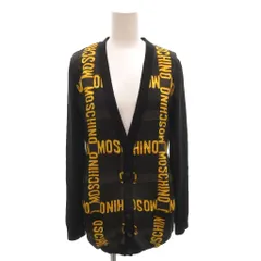 モスキーノ MOSCHINO タグ付き カーディガン ニット シルク切替 プリント ウール 38 黒 ブラック /FF ■GY62のサムネイル