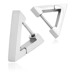 [Adelina Style] 三角 ピアス 1ペア 人気 つけっぱなし メンズ レディース トライアングル フープピアス サージカルステンレス 金属アレルギー対応 男女兼用 (三角 シルバー)