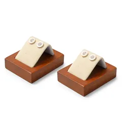 【2個入り】Oirlv イヤリングスタンド イヤリング ディスプレイスタンド 木製 ミニ 高級 おしゃれ 撮影用 業務用 自宅 店舗販売用 適格請求書に対応 SM02101 (ベージュ)