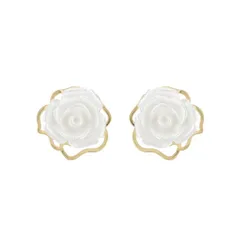 ローズ イヤリング コイル式 穴なし ノンホールピアス 痛くない 白薔薇 フラワーピアス 樹脂製 ホワイトローズのサムネイル
