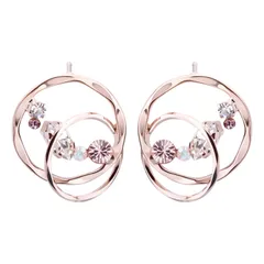 LOKUMI ピアス 日本製 プレシオサ クリスタル 金属アレルギー対応 サークル ビジュー ビジューピアス 大振り 大きめ レディース シンプル 人気 スタッド ニッケルフリー ギフト プレゼント tp-89 (ピンクゴールド)