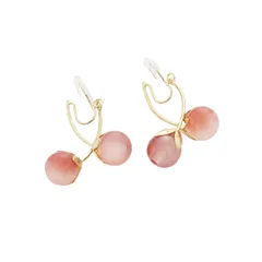 大人可愛いピンク フルーツ イヤリング レディース 痛くない クリップ式 ノンホールピアス 穴なし 華奢 上品 桜色 小衆デザイン 金属アレルギー対応 誕生日 プレゼント 1ペア [並行輸入品]