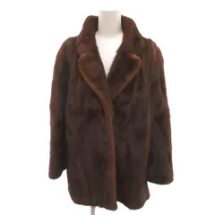 ランブルトン Rambulton リアルファーコート ミンク 毛皮 ハーフ丈 LL 茶 ブラウン /YJ ■GY11