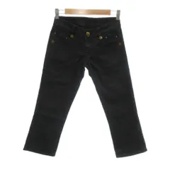 バーバリーブルーレーベル BURBERRY BLUE LABEL 美品 クロップドパンツ 七分丈 テーパード 裏地チェック 黒 ブラック /MG