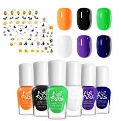 9PCS ハロウィンネイルセット 水性ネイル 無香料 無毒 子供向け 速乾ネイルポリッシュ 剥がれるネイル 速乾ネイル マニキュア ハロウィン パーティーに最適