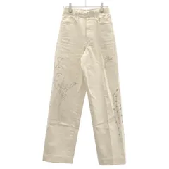 TANAKA タナカ THE JEAN TROUSERS エンブロイダリーデニムパンツ ST-2-WHE アイボリー 25